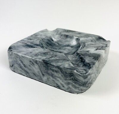 #ad Cuban Crafters Vintage Stone Ashtray Gray Marble Cigar Ashtray Square 5 3 8” $62.00
