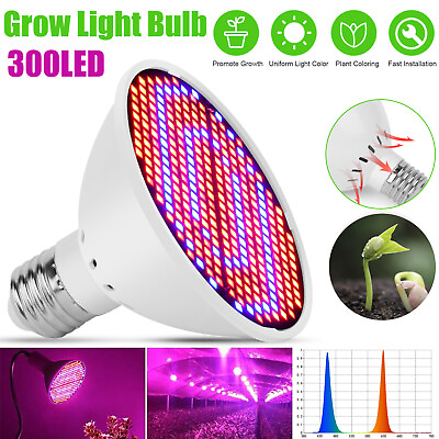 #ad 300LED Grow Light Bulb Full Spectrum Light for Indoor Plants Flowers Veg Growing $8.98