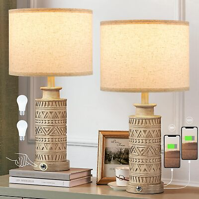 #ad Bedroom Lamps for Nightstand Set of 2 Cream Living Room Table Lamps with US... $139.73