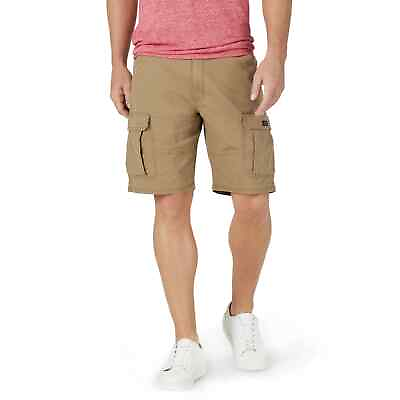 #ad Men#x27;s Brown Wrangler Stretch Cargo Shorts size 46 10quot; Inseam $12.99