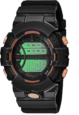 #ad kids Digital Sports Watch Waterproof Military Led Wristwatch Backlight Black Dia $18.99