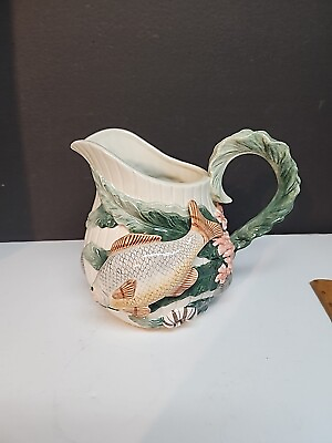 #ad VINTAGE FITZ AND FLOYD Under The Sea Pitcher Raised Embellishments Fish $42.00