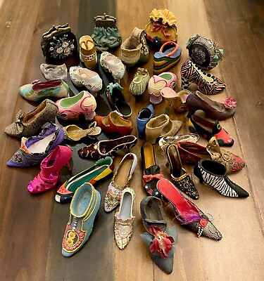 #ad Fabulous Miniature Shoe collection of 40 pieces including 4 miniature handbags $85.00