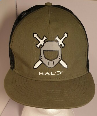 #ad Halo Snapback Mesh Truckers Cap Hat Khaki Adjustable Halo Logo Printed on Front AU $19.05