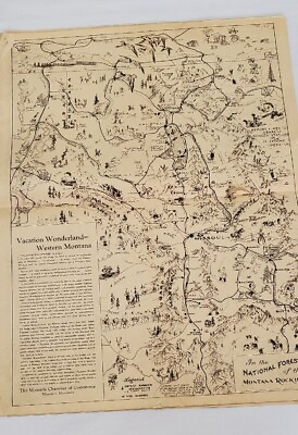 #ad Rare 1940 Western Montana National Forest Map John B Lacasse amp; Sunday Missoulian $185.00