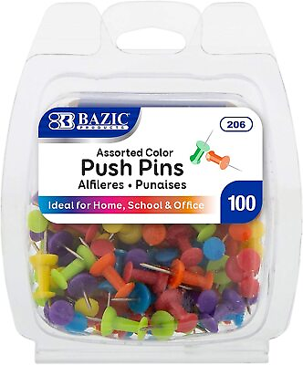 #ad 100 New Assorted Color Push Pins Best Quality Sharp Steel Point US STOCK $6.04