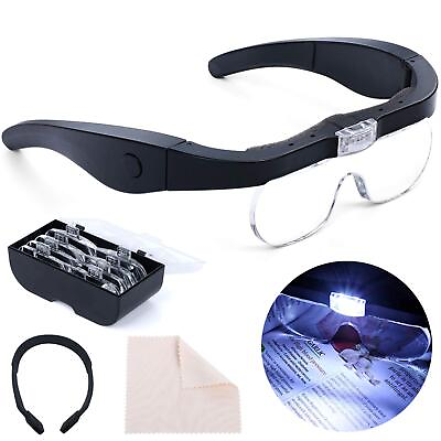 #ad Headband Magnifier Rechargeable Magnifying Glass with LED Light Hands Free Ma... $28.06