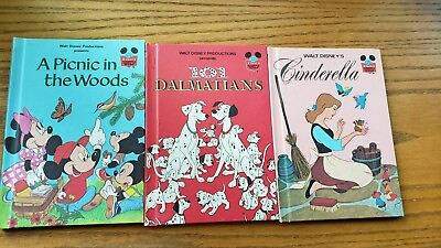 #ad 3 Walt Disney#x27;s Wonderful World of Reading Vintage Hardcover Books 70s 80s $7.99