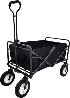 #ad Heavy Duty Wagon Cart Swivel Collapsible Outdoor Utility Garden Beach Cart Black $54.99