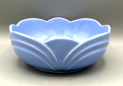 #ad Vintage 1940s Art Deco Style Blue Ceramic Bowl Made in USA 8.5quot; Diameter $39.00