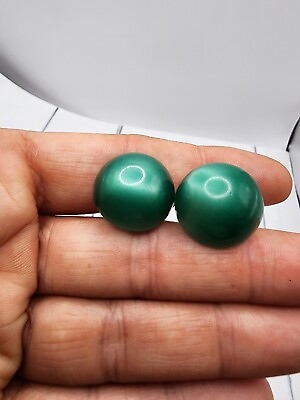 #ad Vintage Green Moonglow Screw Back Earrings 1quot; $9.74