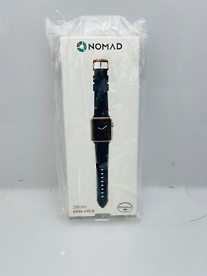 #ad Nomad Leather Watch Strap for Apple Watch 38mm Blue Rose Gold $34.99