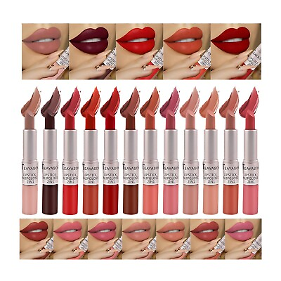 #ad Matte Lip Gloss Nude Long Lasting Lip Gloss Double Liquid Lipstick Silk Lipstick AU $6.78
