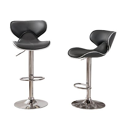 #ad Masaccio Cushioned Leatherette Upholstery Airlift Swivel Barstool Set of 2 ... $138.52