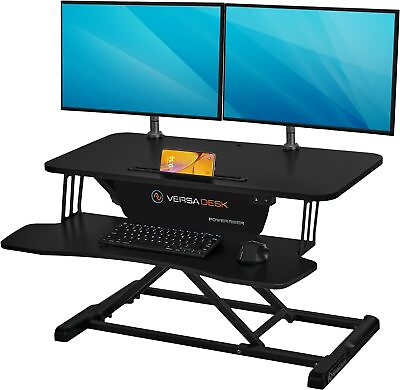 #ad VERSADESK Electric Standing Desk Converter Dual Monitor with Detachable Keyboard $299.00