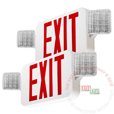 #ad LFI Lights Red LED Exit Sign Emergency Light Combo UL 2 Pack COMBO2 R W BB 2 $88.00