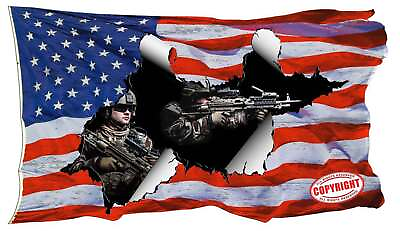 #ad Patriotic Waving American flag Decal sticker $7.99