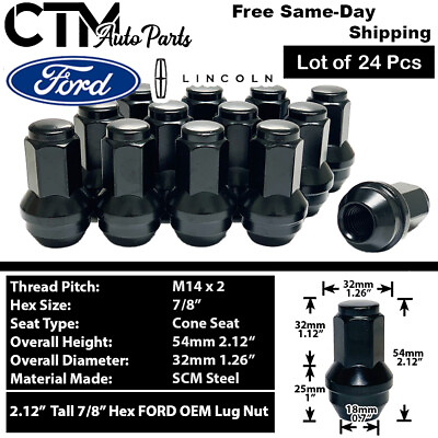 #ad 24 BLACK FORD OEM FACTORY LUG NUT REPLACEMENT FOR 14x2 F150 EXPEDITION NAVIGATOR $36.99