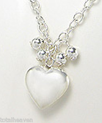 #ad Pretty 17quot; Solid Sterling Silver Cute Heart with Ball Ornament Necklace 6.5g $58.45