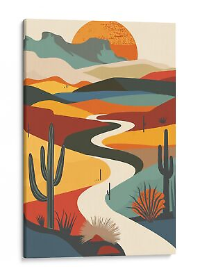 #ad Desert Sunrise Canvas Print Cactus and Mountain Wall Art Decor $70.29