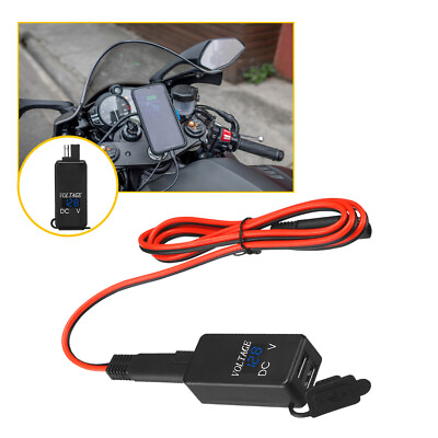 #ad QC3.0 Motorcycle Dual USB Waterproof For Phone GPS Fast Charge Adapter Voltmeter $11.79
