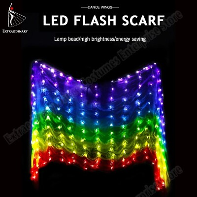 #ad 2024 New Belly Dance LED 100% Veils Light Silk Performance Props Accessories $131.40