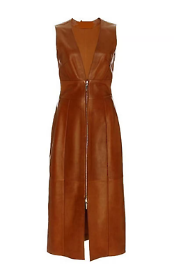 #ad Women#x27;s Leather Dress Genuine Lambskin Leather Dress Brown Dress Handmade $240.99