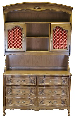 #ad Basic Witz French Provincial Serpentine Fruitwood Dresser amp; Hutch Buffet Server $1200.00