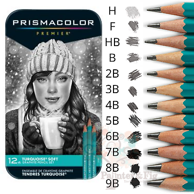 #ad Prismacolor Turquoise Soft Graphite Pencil Set 12 Sketching Pencils AU $34.95
