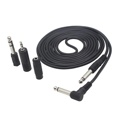 #ad 10 Feet Instrument Guitar Audio Cable Black ABS with 3 Adapters C4A1 $8.60