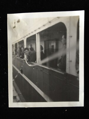 #ad #3575 Japanese Vintage Photo 1940s ship people tape wall surface $2.38