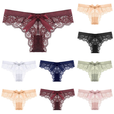 #ad Womens Sexy Bow Lace Briefs Underwear Knickers Lingerie Thong G String Panties $10.98