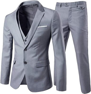 #ad Cloudstyle Men#x27;s 3 Piece 2 Buttons Slim Fit Solid Color Jacket Smart Wedding For $120.82
