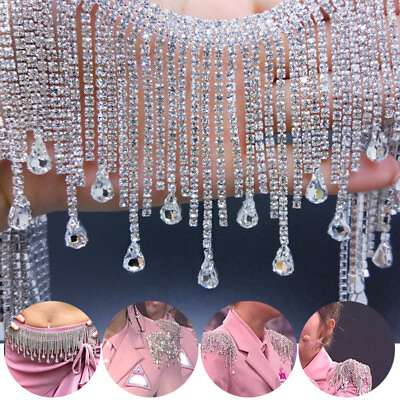 #ad Rhinestone Chain Crystal Trim Ribbon Sparkle Diamante Wedding Dress Decor 7.8cm $57.79