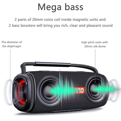 #ad 20W Portable Bluetooth Speaker Waterproof Subwoofer Sound Wireless TF AUX Radio $53.19