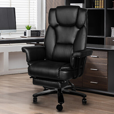#ad Big Tall Executive Office Chair Ergonomic Leather Computer Desk Chair Footrest $159.99