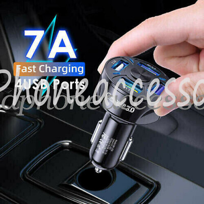 #ad 4 Port USB Phone Car Charger Adapter LED Display QC 3.0 Fast Charging Accessory $5.34
