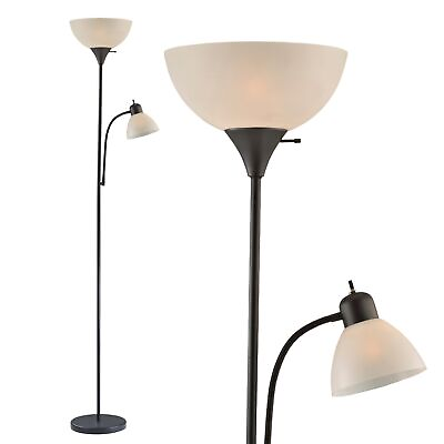 #ad Adjustable Black Floor Lamp with Reading Light Tall Lamp for Living Room Be... $51.16