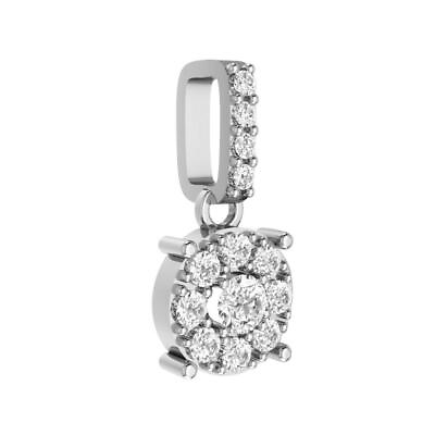 #ad I1 G 0.30 Ct Round Diamond Fashion Cluster Pendant Necklace White Gold 0.55 Inch $272.79