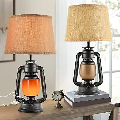 #ad Rustic Lantern Table Lamps for Living Room Set of 2 20 Farmhouse Vintage Bedro $99.23