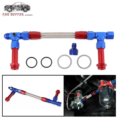 #ad Braided AN8 Dual Feed Carb Fuel Line Double Pump For 4150 Holley Carburetor $27.99