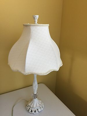 #ad Kids Girls White Table Lamp Glass white Shade Nursery Lighting Bedroom Fixture $89.99