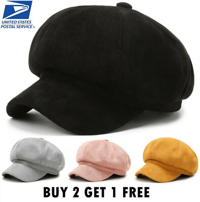 #ad Suede Fashion Ladies Women Girls Baker Boy Peaked Cap Newsboy Hat $12.88