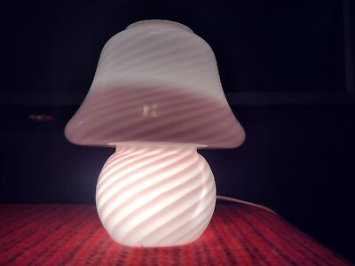 #ad Modern MCM Vtg Vetri Murano Mushroom lamp Pink Swirl Glass 9quot; x 11 1 2quot;T $399.99
