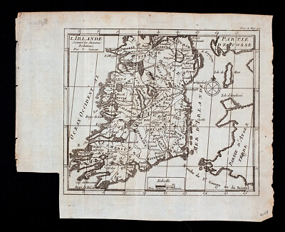 #ad c1695 Nicolas Sanson Map Ireland Dublin Munster Ulster Galway Kilkenny Limerick $79.20