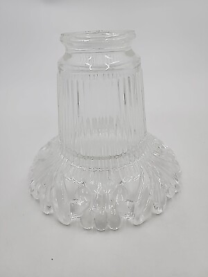 #ad Vintage 2 1 4quot; Vertical Ribbed Clear Glass Lamp Shade Reticulated Floral Rim $19.49