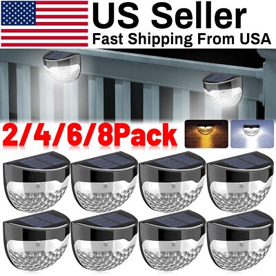 #ad 2 8 Pack Outdoor Solar LED Deck Light Garden Patio Pathway Stair Step Fence Lamp $7.60