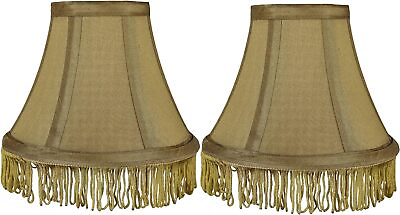 #ad #ad Urbanest Set of 2 Silk Bell Lamp Shades 2 Gold with Fringe $49.35