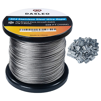 #ad Wire Rope – 304 Stainless Steel Wire Cable – 328 Ft Waterproof and Rustproof 1 1 $46.99