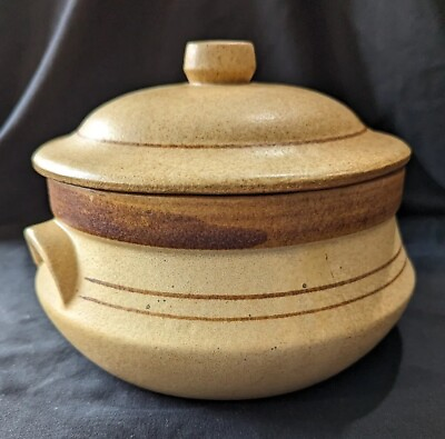 #ad Vintage Pottery Craft USA 4 Qt Gourmet Ovenware Handcrafted Lidded Crock NWOT AJ $25.59